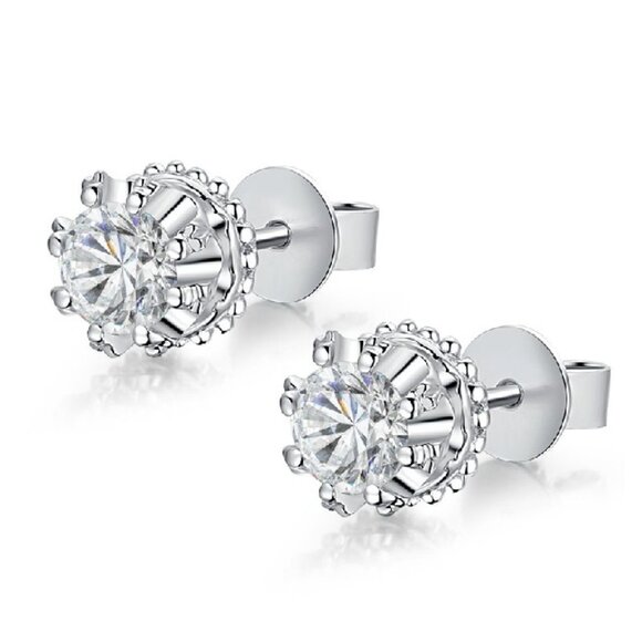 Beautiful CZ Flower Round Stud Earring for Women, INDN8598 - Picture 1 of 5